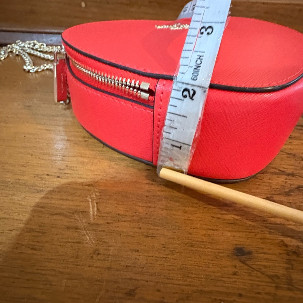 Kate Spade Candied Cherry Red Love Shack Mini Heart Crossbody Purse Chain Strap - Picture 5 of 8